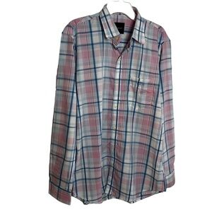 GANT Men’s L/S Button Down Shirt, Cotton, Size XL / 42, Pink & Blue Plaid
